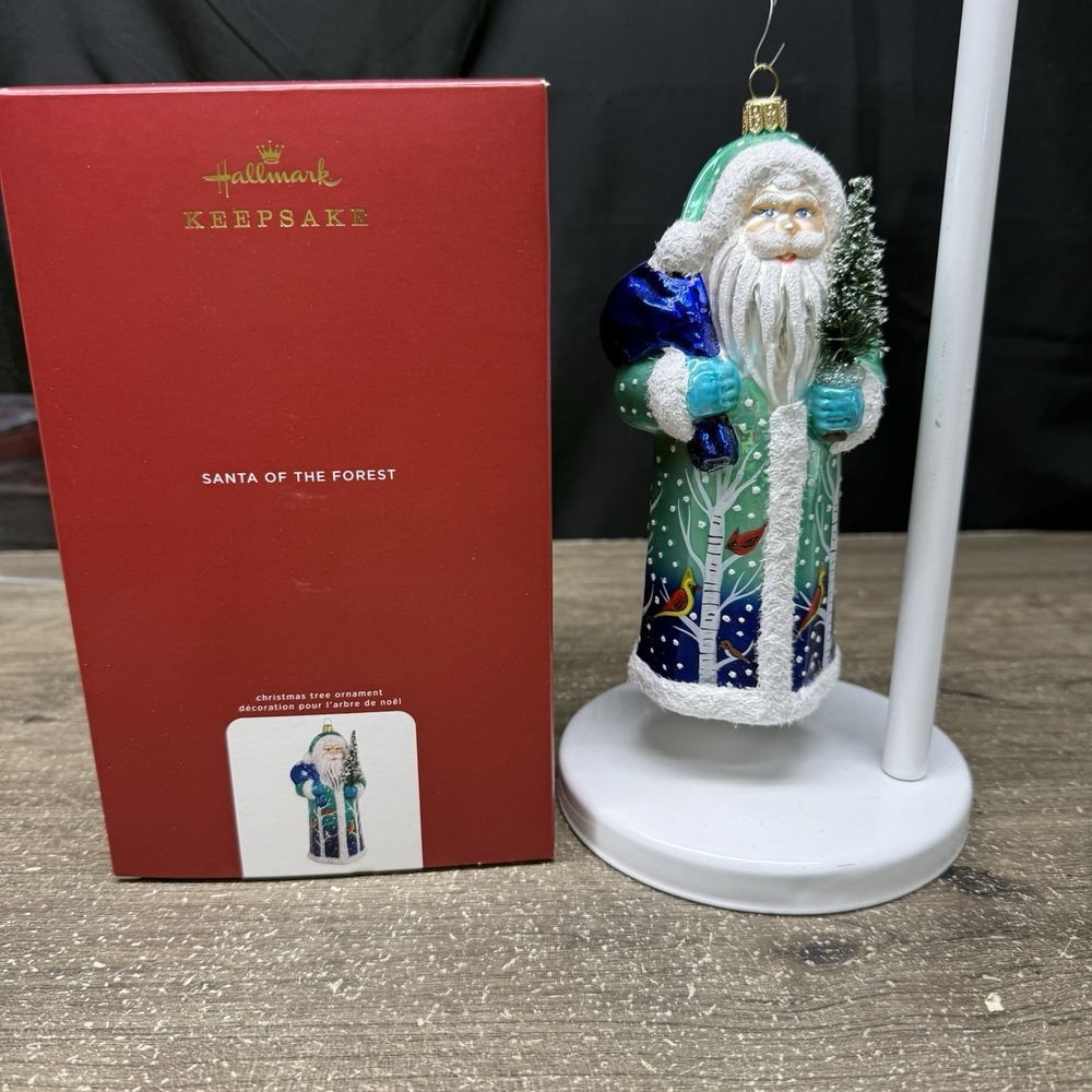 2020 Hallmark Keepsake Santa of the Forest Blown Glass Ornament QK1441